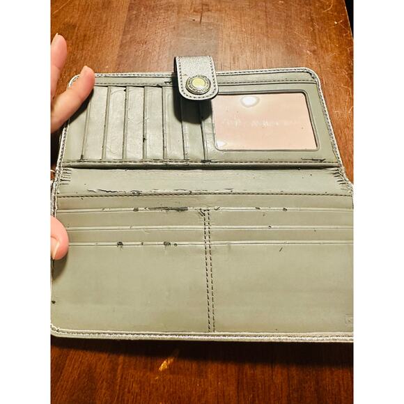 COACH Silver Gold Snap Optic Print Signature Metallic Wallet - Picture 4 of 8